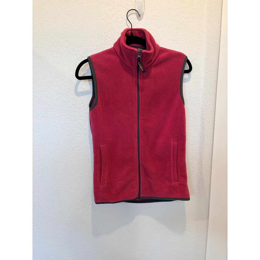Woolrich Fleece Vest Red Full Zip Sleeveless Jacket Women Small